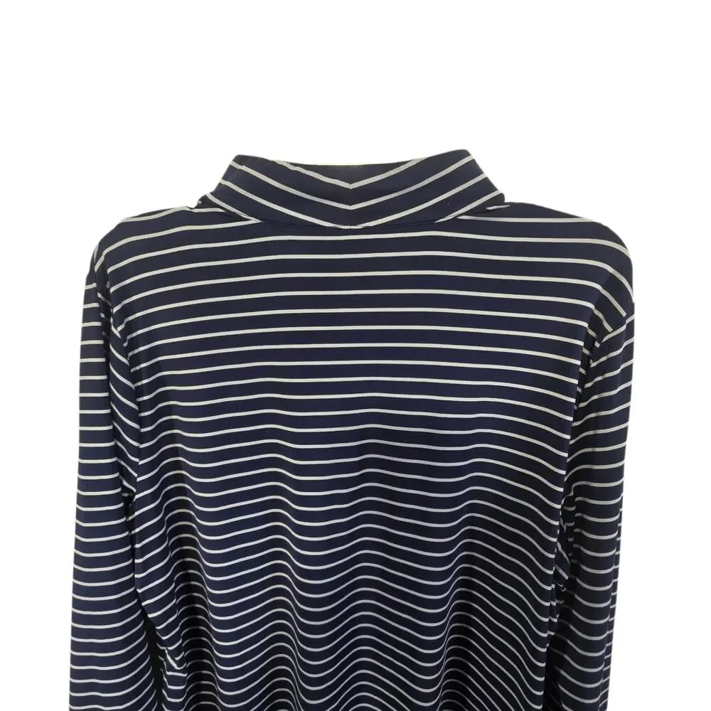 Weekend's by Chico's Womens Gray Blue Stripe Mock Neck Quarter Zip Active Large - Picture 6 of 9